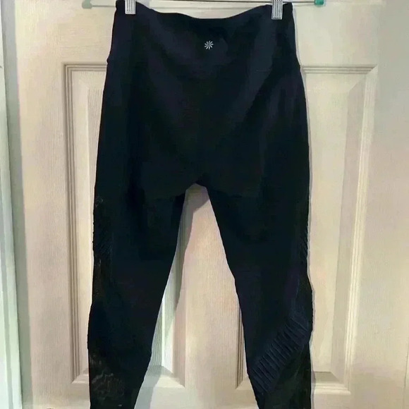Athleta blue /black leggings with mesh on sides. Size Small. - Picture 1 of 3